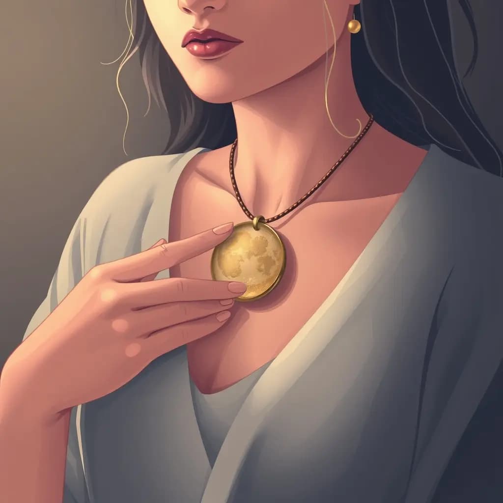 Dream illustration: Wearing moon-shaped amulet