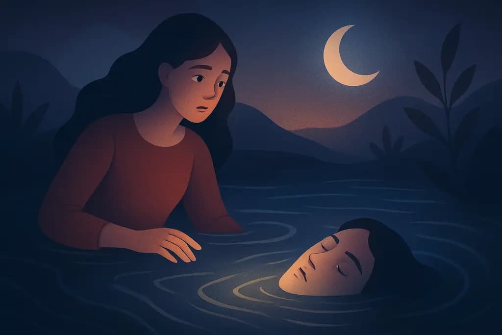 Dream illustration: what does it mean to discover a secret family member in water in a dream