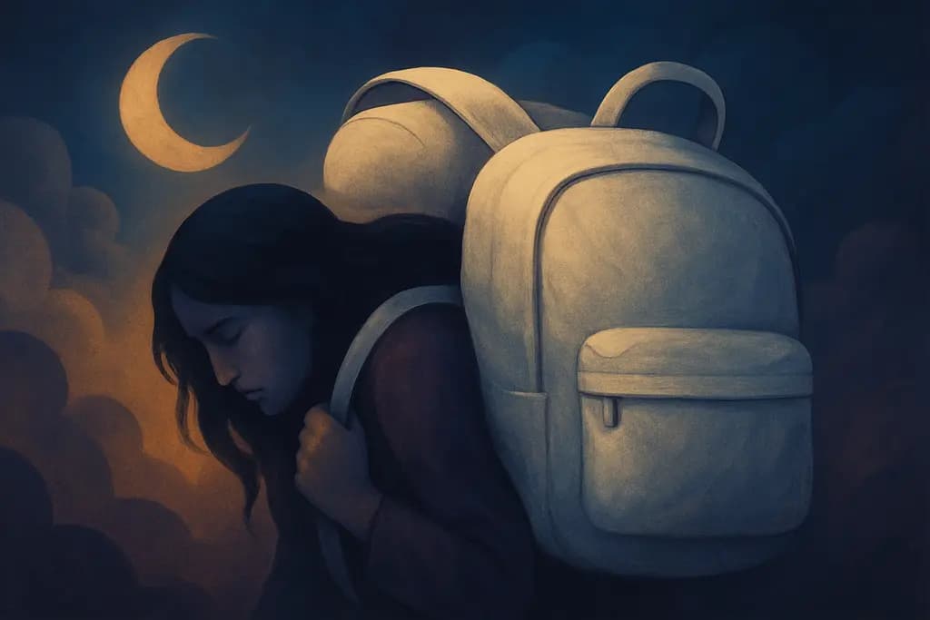 Dream illustration: white backpack weighing me down dream