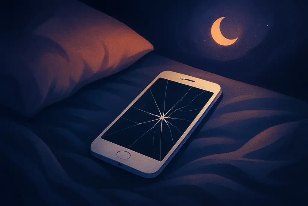 Dream illustration: white broken smartphone in bed dream