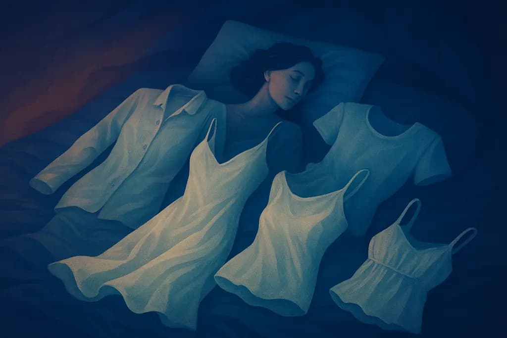 Dream illustration: white clothes that keep changing style in bed