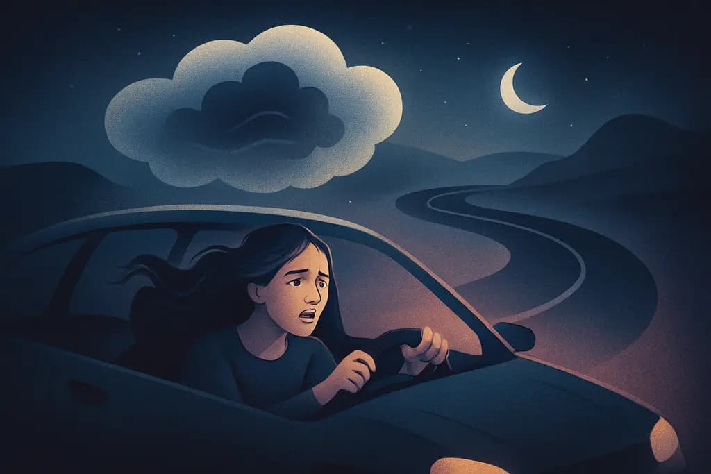 Dream illustration: white dream about driving out of control