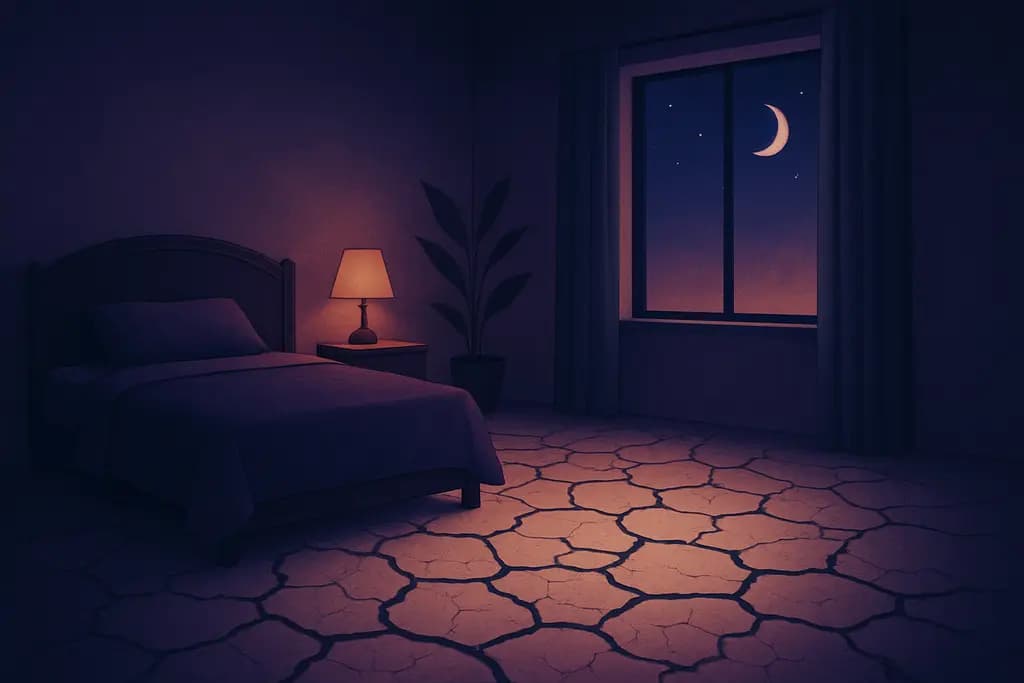Dream illustration: white dry cracked earth in house dream