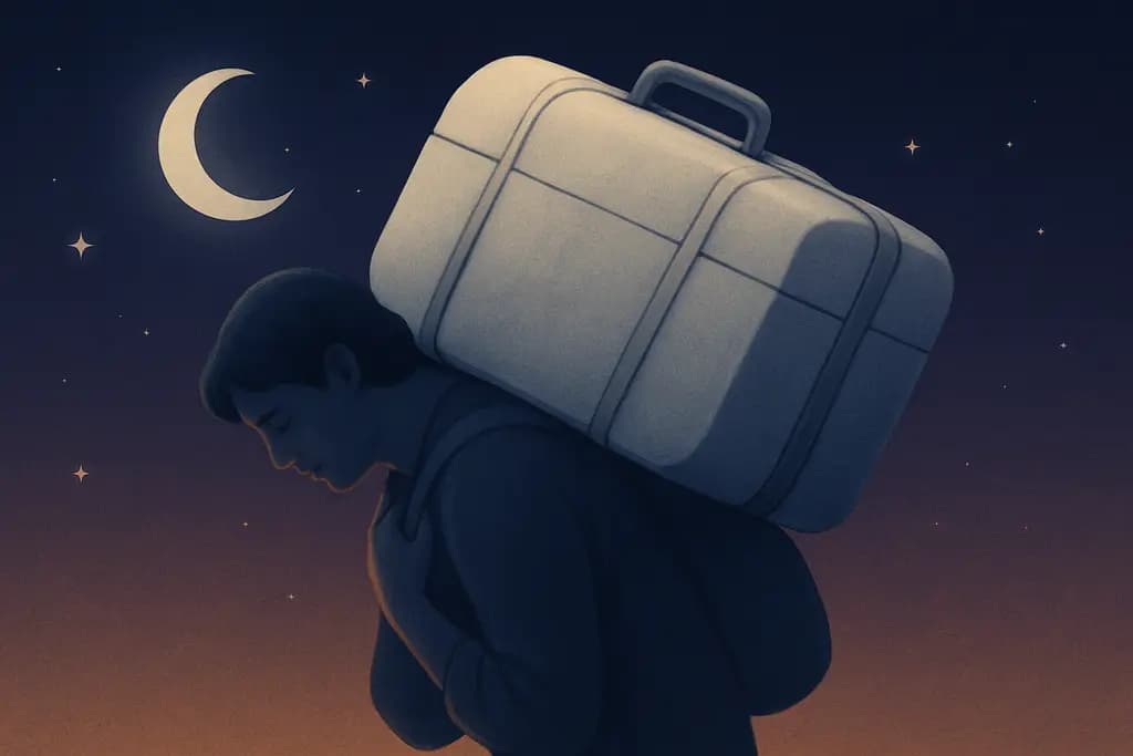 Dream illustration: white heavy baggage weighing me down dream