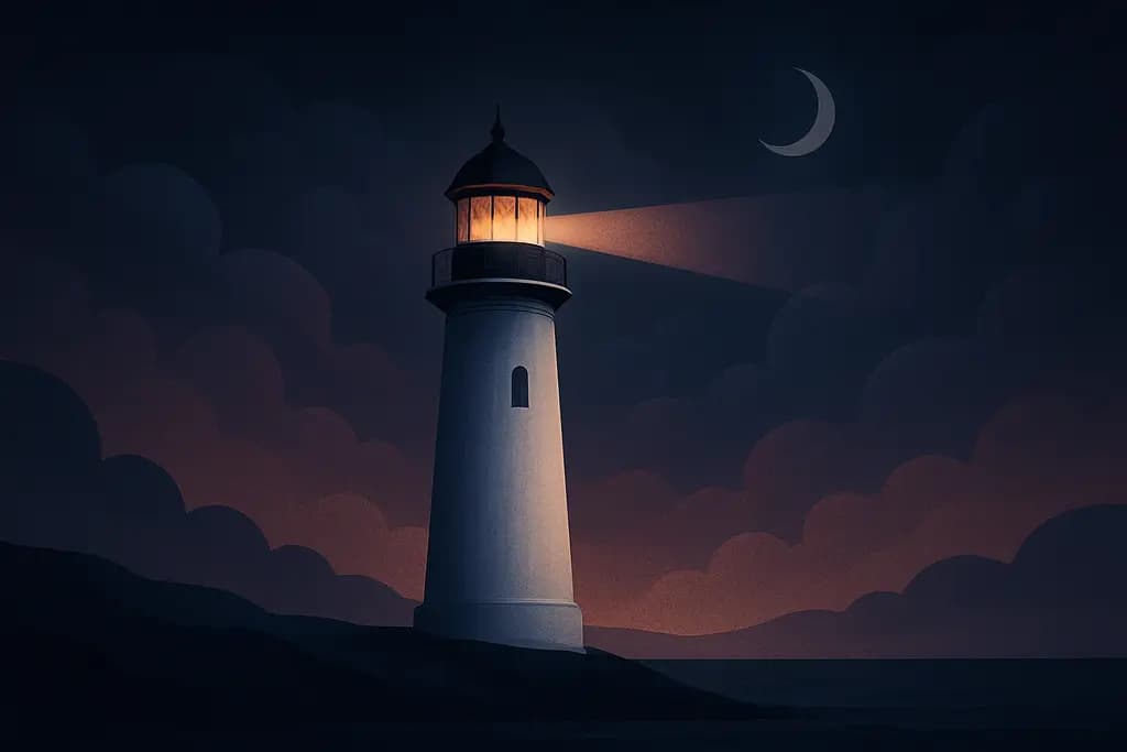 Dream illustration: white lighthouse whose light goes out dream meaning