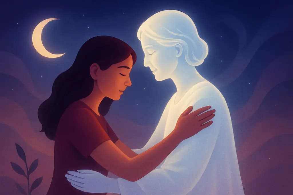 Dream illustration: white reuniting with a deceased loved one dream