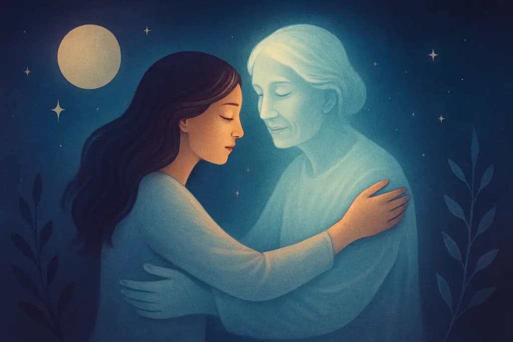 Dream illustration: white reuniting with a deceased loved one