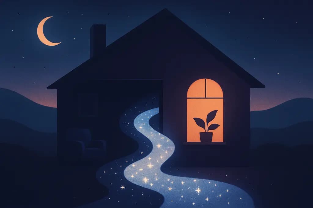 Dream illustration: white river made of stars in house