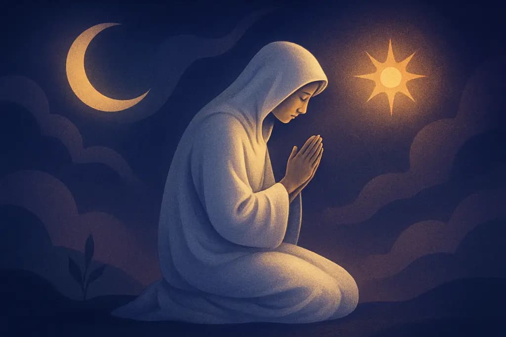Dream illustration: white robe praying in dream