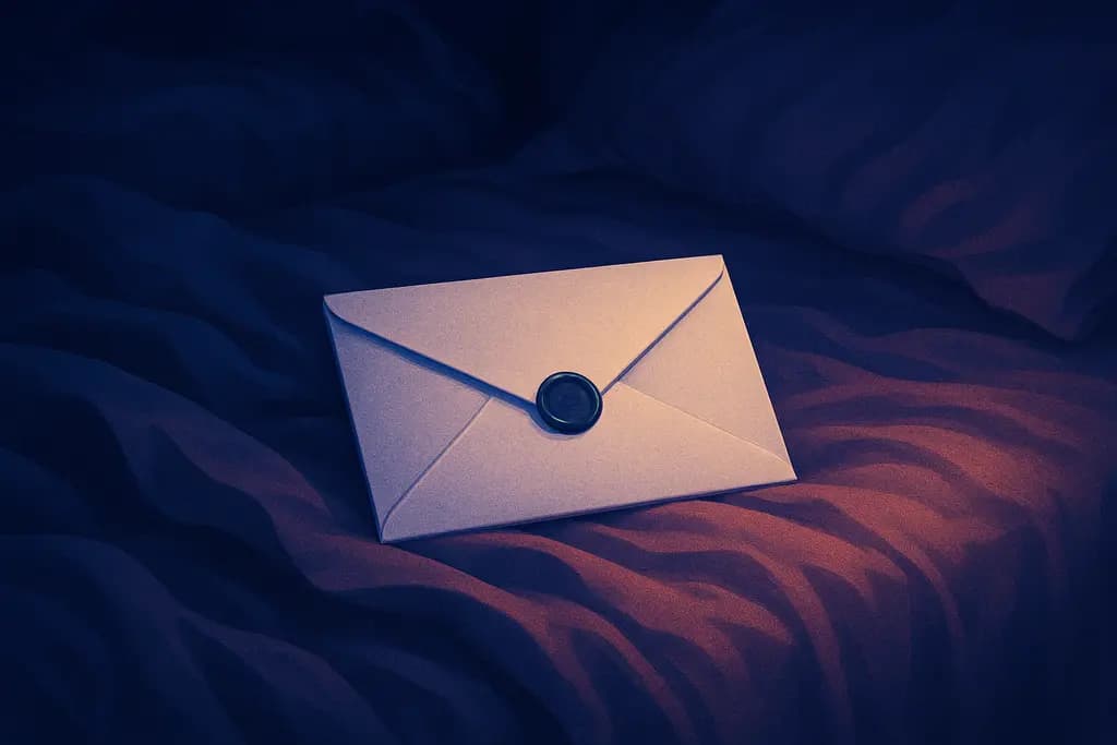 Dream illustration: white sealed envelope in bed