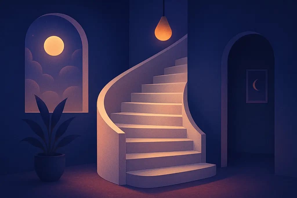 Dream illustration: white staircase in house dream