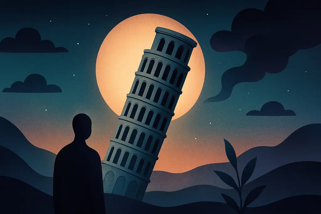 Dream illustration: white tilting landmark dream meaning