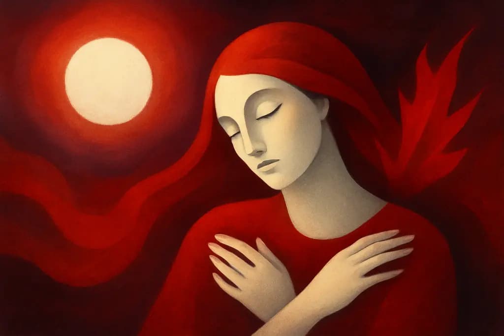 Dream illustration: white vivid red all around