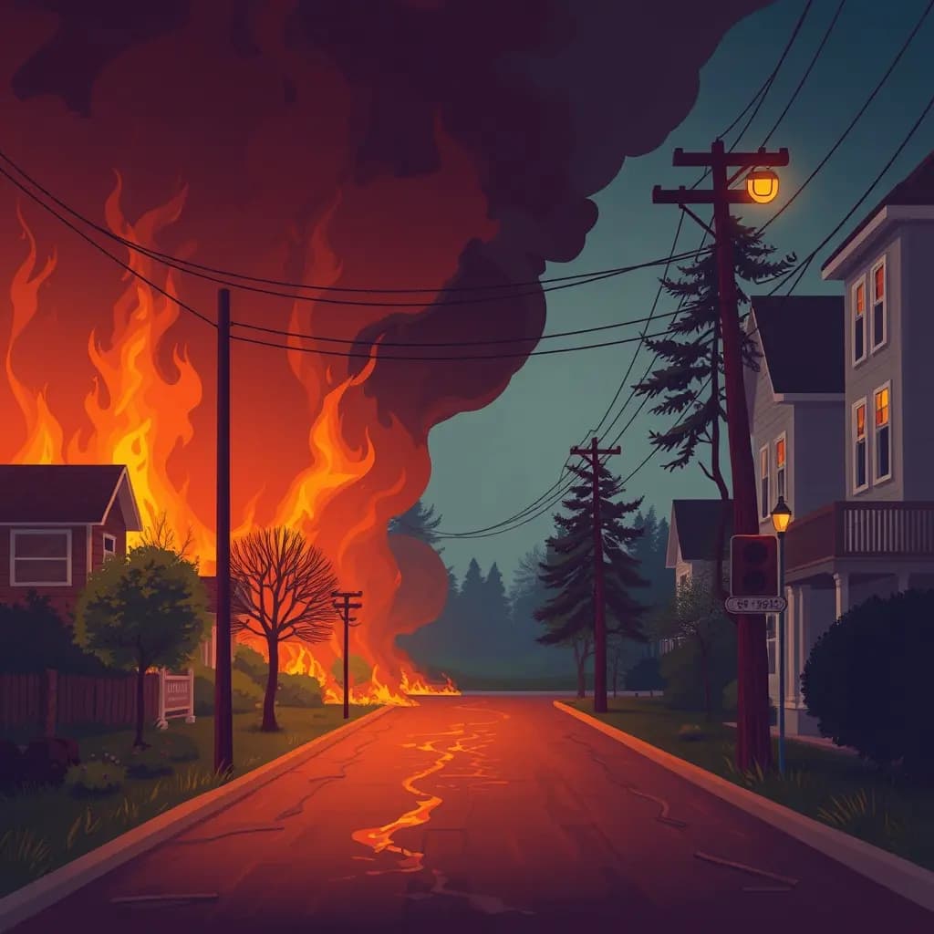 Dream illustration: Wildfire creeping down street