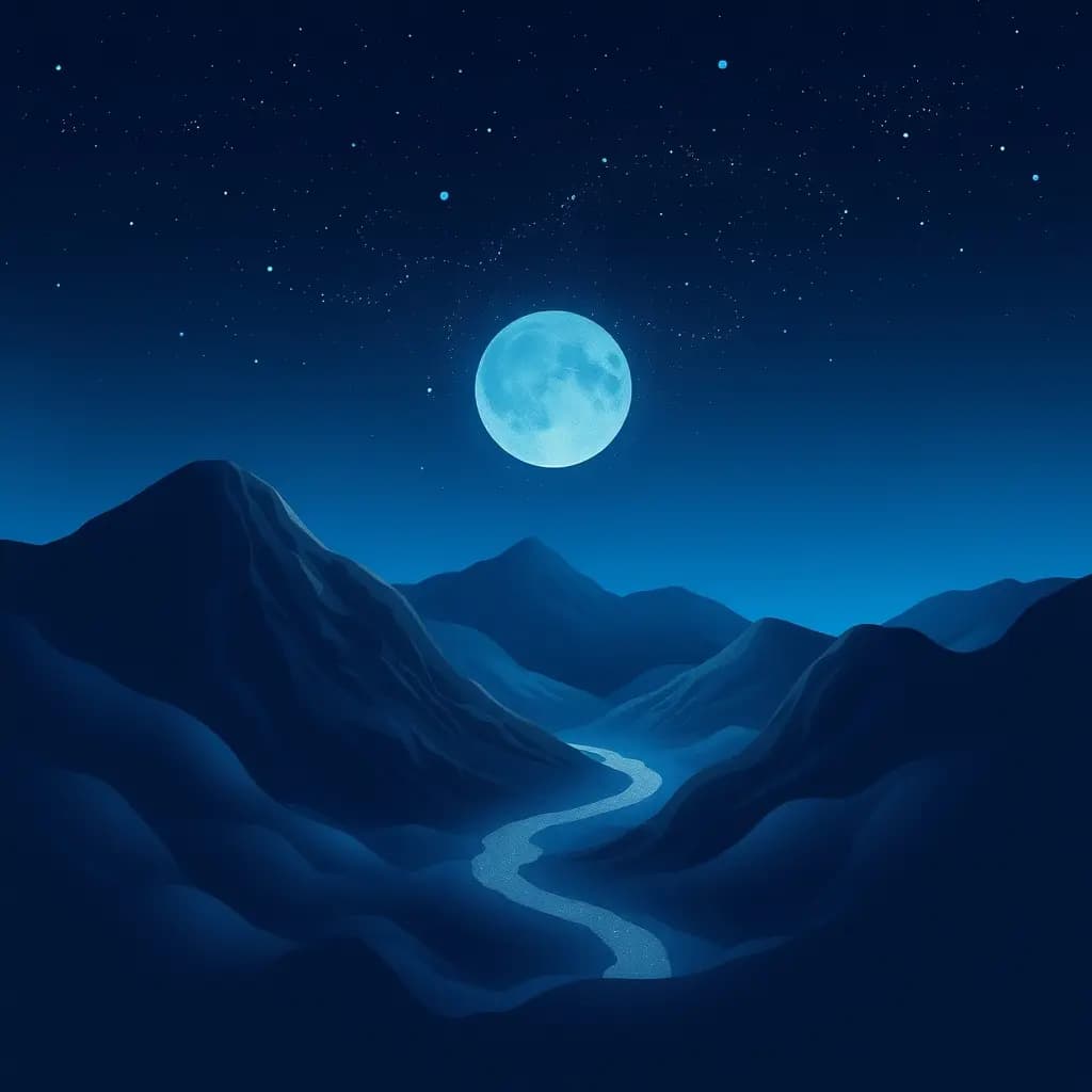 Dream illustration: World tinted in deep blue