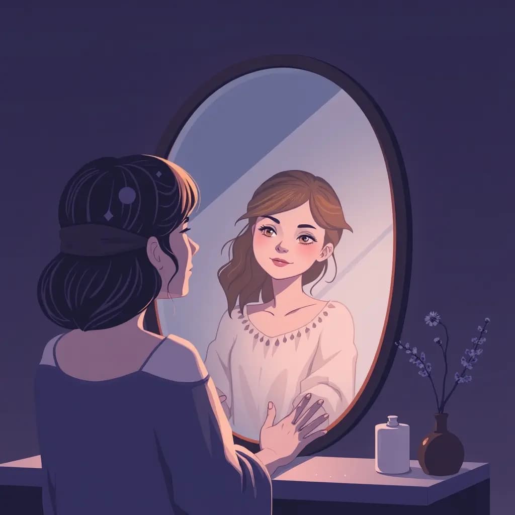 Dream illustration: Younger self in mirror